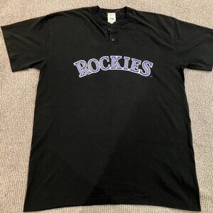 Vintage Colorado Rockies MLB 2 button Henley baseball jersey XL